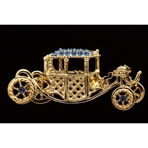 Danecraft Vintage Car Pin Brooch Crystal Classic Antique Show Gold NOS BinA18